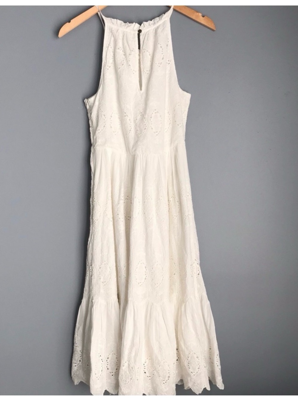 Anthropologie Maeve White Tiered Eyelet Midi Dress | 0 - Picture 3 of 6